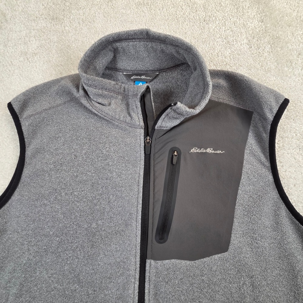 Eddie Bauer Mens Full Zip Fleece Vest Gray Size L Tall Gorpcore Outdoors Utility - Picture 7 of 9